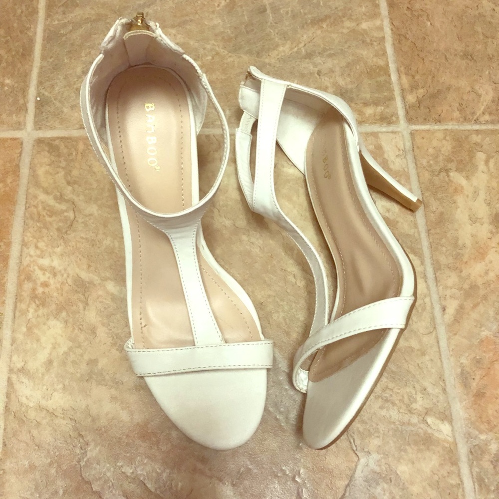 White strapy sandal heels